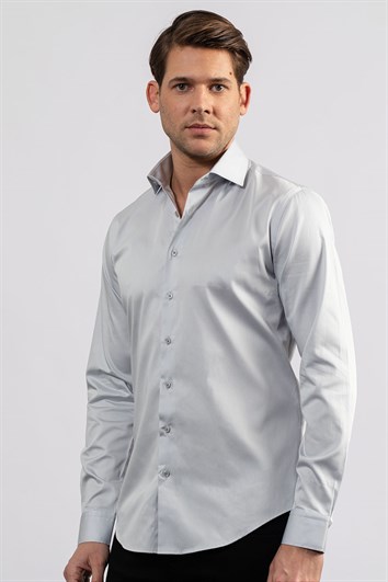 Slim Fit Koton Saten Premium Seri Erkek Gömlek