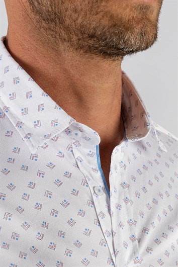 Klasik Fit Rahat Kesim Uzun Kol Baskılı Likralı Erkek Gömlek