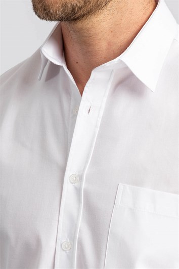 Klasik Fit Rahat Kesim Kısa Kol Düz Erkek Gömlek