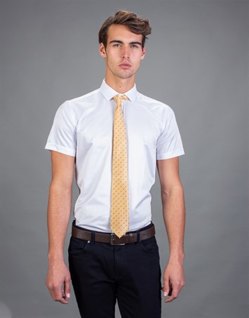 Modern Slim Fit Kısa Kol Düz Saten Erkek Gömlek