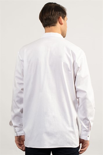 Oversıze Cotton Lyc Gabardin Çift Cep Kapaklı Çıtçıtlı Erkek Gömlek