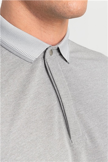 Slim Fit Dar Kesim Gizli Düğme, Çizgili Polo Yaka Erkek T-Shirt