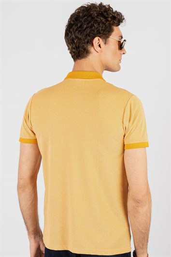 Slim Fit Melanj Düz Polo Yaka T-Shirt